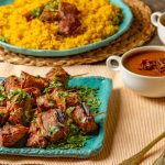 كباب باللحم المسلوق - لحم مشوي وارز اصفر - طريقة عمل شوربة البصل