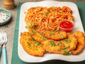 مكرونة وبانيه _ مكرونة اسباجيتي _ بانيه مقرمش